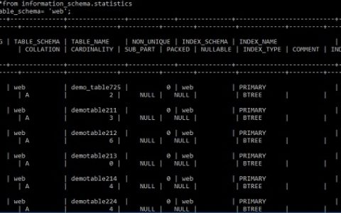 显示/查看 MySQL 数据库中的索引