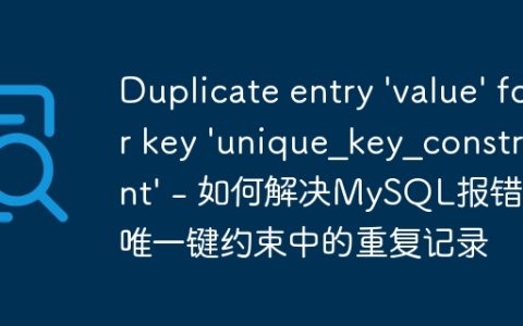 Duplicate entry 'value' for key 'unique_key_constraint' - 如何解决MySQL报错：唯一键约束中的重复记录