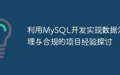 利用MySQL开发实现数据治理与合规的项目经验探讨