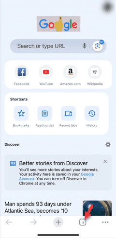 iOS 版 Chrome 中缺少标签页号:修复