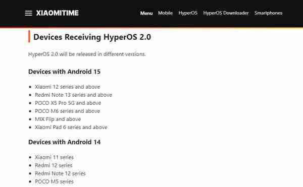 小米澎湃 OS 2.0 升级设备名单曝光 小米 11 用户狂喜