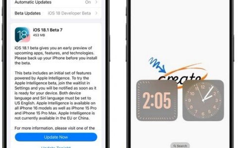 iOS 18.1beta7版发布：小组件与Ai更新