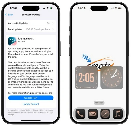 iOS 18.1beta7版发布:小组件与Ai更新