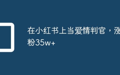 在小红书上当爱情判官，涨粉35w+