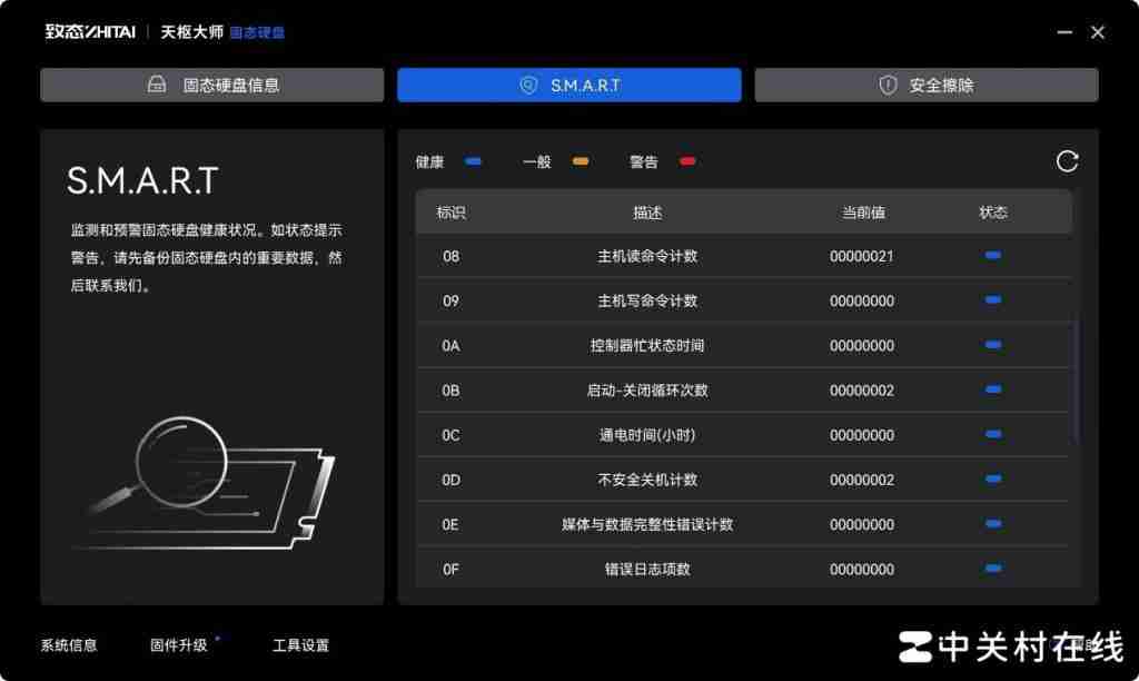 硬盘监控、固件升级、健康管理一步到位!致态天枢大师固态硬盘管理软件体验