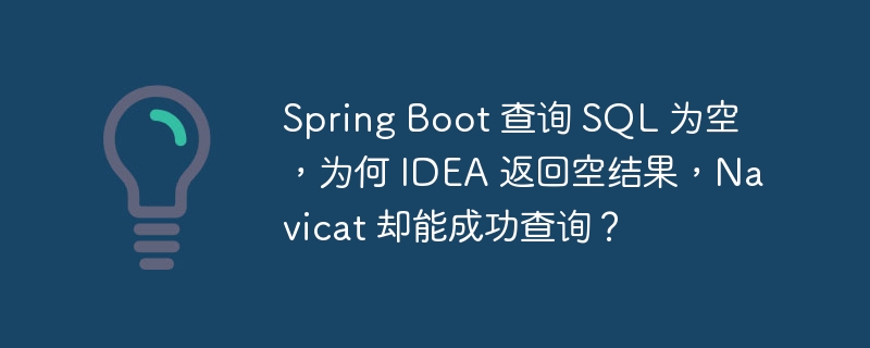 spring boot 查询 sql 为空，为何 idea 返回空结果，navicat 却能成功查询？