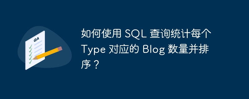如何使用 sql 查询统计每个 type 对应的 blog 数量并排序?