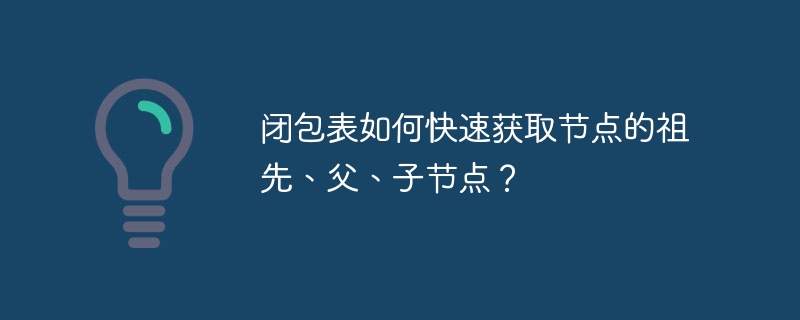 闭包表如何快速获取节点的祖先、父、子节点?