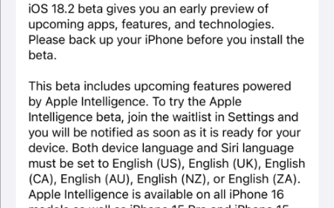 iOS 18.2 beta4发布_本次注重修复
