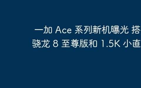 一加 Ace 系列新机曝光 搭载骁龙 8 至尊版和 1.5K 小直屏