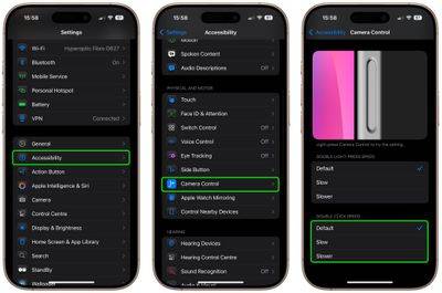 iOS 18.2:调整相机控制的双击速度
