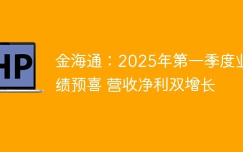 金海通：2025年第一季度业绩预喜 营收净利双增长