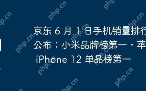 京东 6 月 1 日手机销量排行公布：小米品牌榜第一，苹果 iPhone 12 单品榜第一