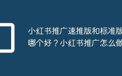 小红书推广速推版和标准版哪个好？小红书推广怎么做