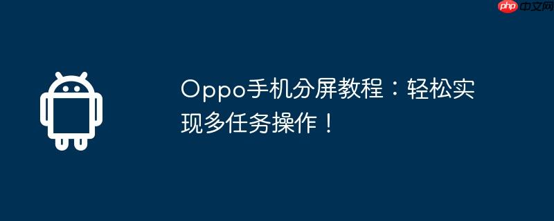 oppo手机分屏教程:轻松实现多任务操作!