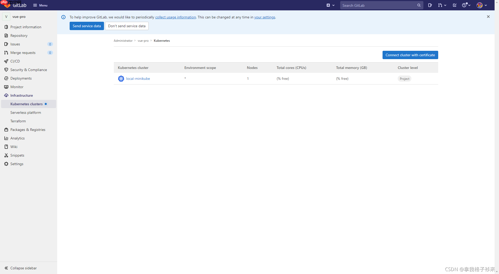 本地GitLab 连接 本地minikube