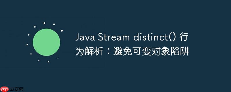 java stream distinct() 行为解析:避免可变对象陷阱