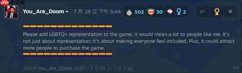 有老外玩家希望《明末》加入LGBTQ+ 体现多样性包容性