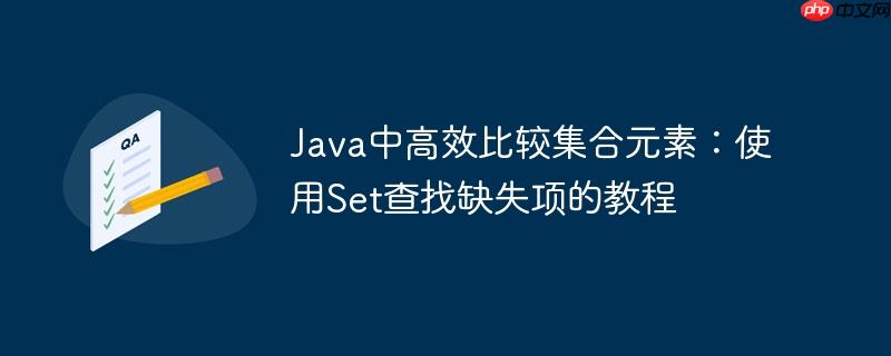 Java中高效比较集合元素:使用Set查找缺失项的教程
