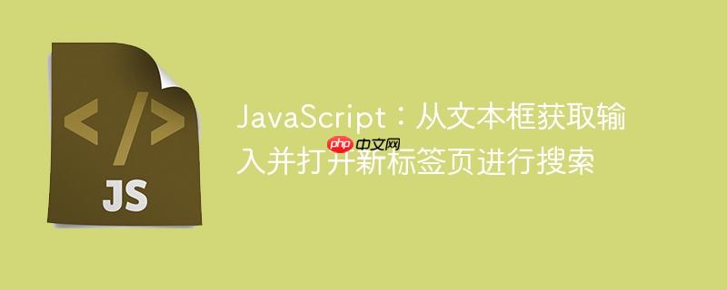 JavaScript：从文本框获取输入并打开新标签页进行搜索