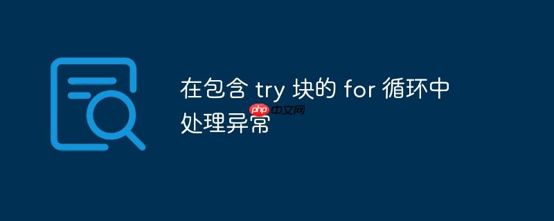 在包含 try 块的 for 循环中处理异常
