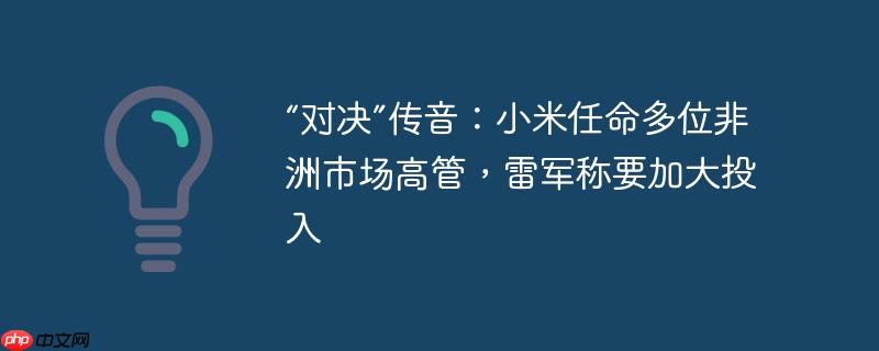 “对决”传音：小米任命多位非洲市场高管，雷军称要加大投入
