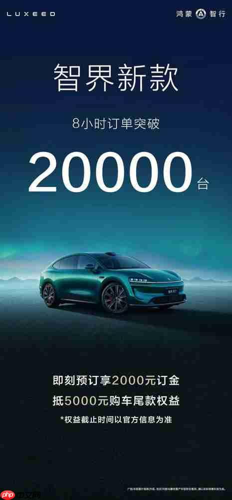 智界新款 8 小时订单突破 20000 台,25 万级市场的鲶鱼来了