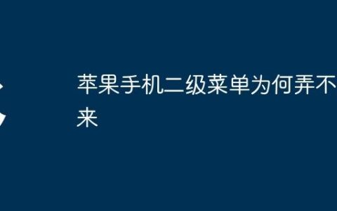 苹果手机二级菜单为何弄不出来