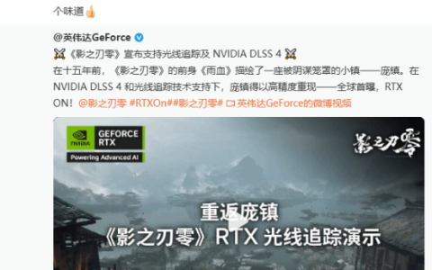 《影之刃零》3D负责人盛赞光追：用一首诗描绘意境