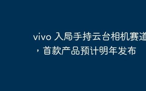 vivo 入局手持云台相机赛道，首款产品预计明年发布