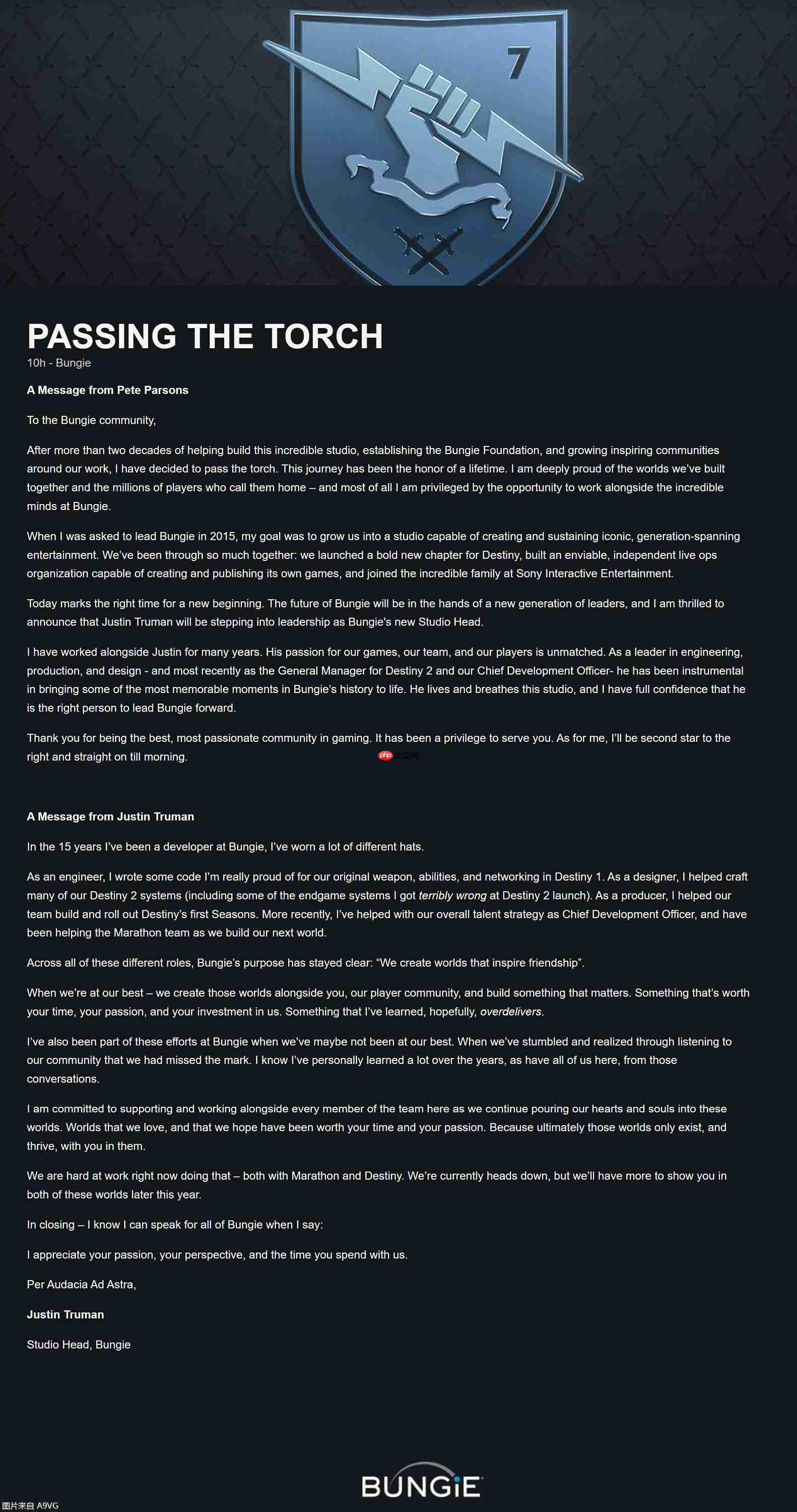 Bungie首席执行官Pete Parsons将卸任,《命运2》总经理接替上任