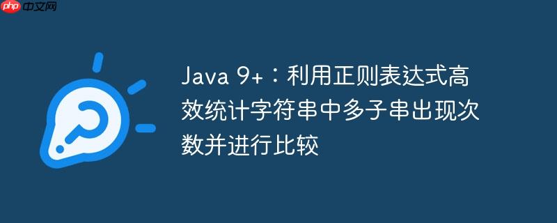 Java 9+:利用正则表达式高效统计字符串中多子串出现次数并进行比较