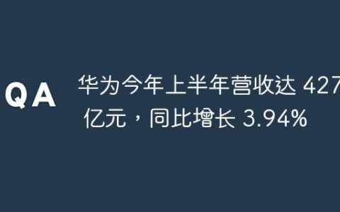 华为今年上半年营收达 4270 亿元，同比增长 3.94%