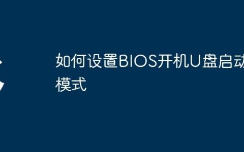 如何设置BIOS开机U盘启动模式