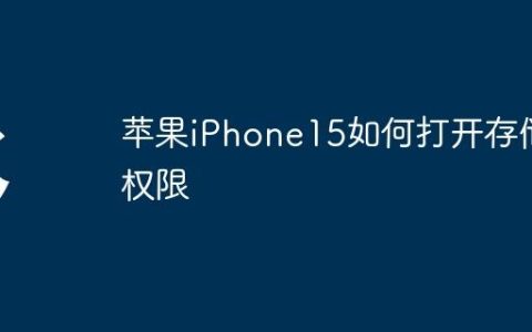 苹果iPhone15如何打开存储权限