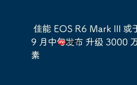 佳能 EOS R6 Mark III 或于 9 月中旬发布 升级 3000 万像素