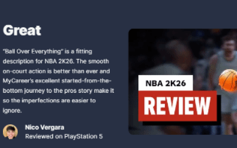 年货大作《NBA 2K26》IGN 8分！近年来的最佳水准