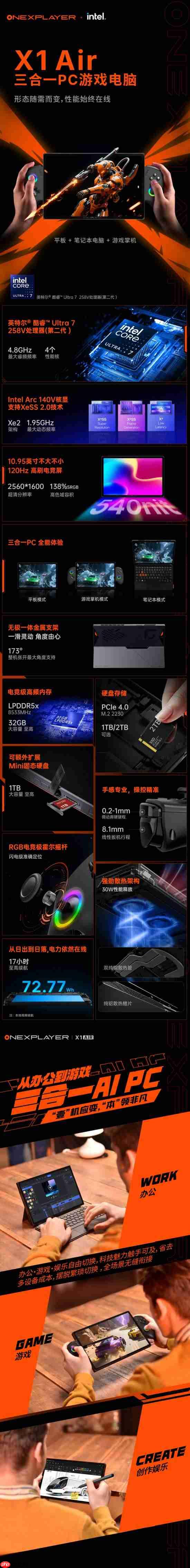 6899元起!壹号游侠X1 Air游戏PC定价官宣 三种形态自由切换