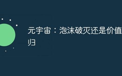 元宇宙：泡沫破灭还是价值回归