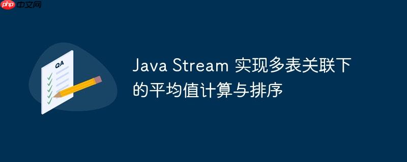 java stream 实现多表关联下的平均值计算与排序