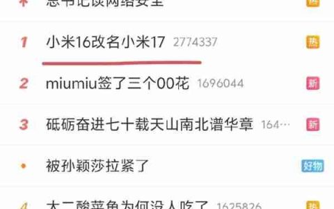 你怎么看！小米16改名小米17劲太大：直接上到热搜第一