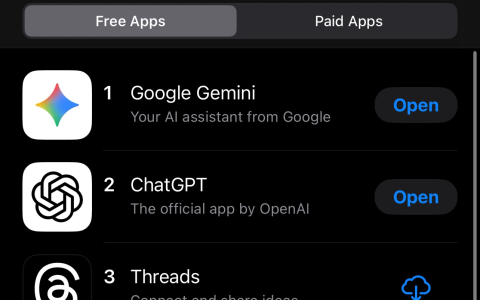“Google Gemini”登顶 App Store 免费榜榜首