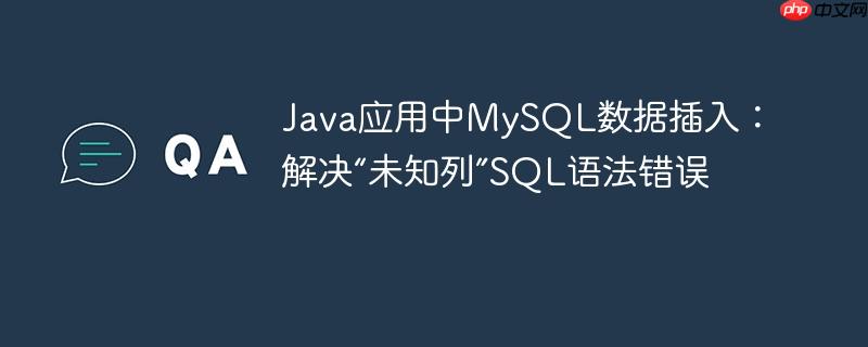 Java应用中MySQL数据插入:解决“未知列”SQL语法错误
