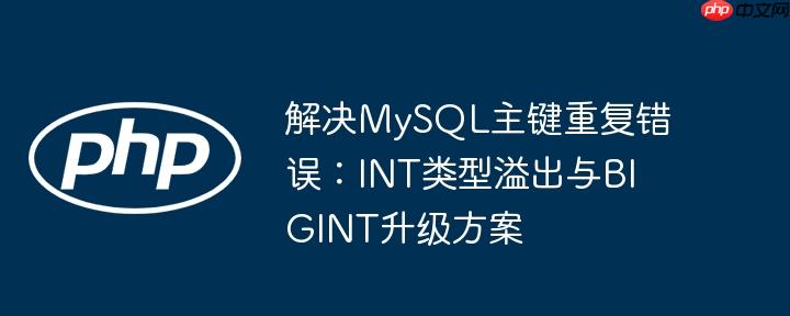解决MySQL主键重复错误:INT类型溢出与BIGINT升级方案