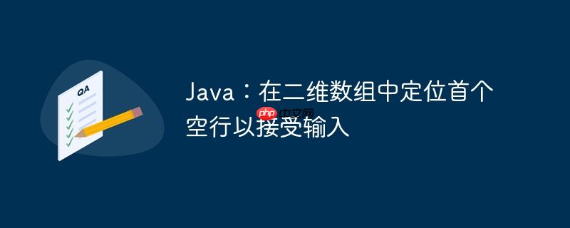 Java:在二维数组中定位首个空行以接受输入