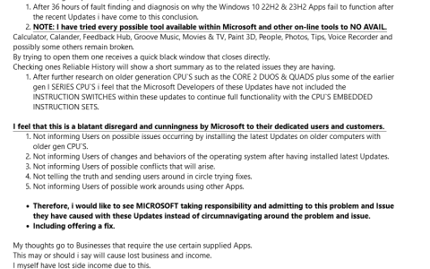 Win10、Win11 旧设备升级微软 1 月可选更新后预装应用黑屏闪退