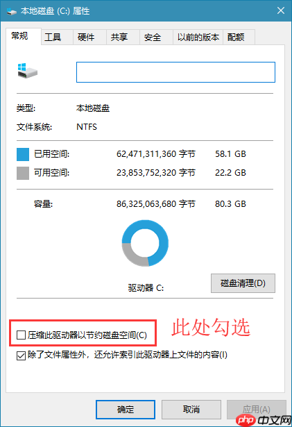 win10压缩此驱动器以节约磁盘空间是否有用?