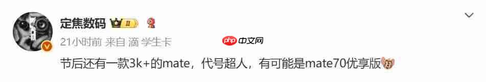 华为 Mate 80 或 11 月发,细节再曝
