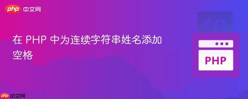 在 php 中为连续字符串姓名添加空格