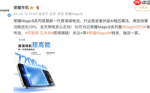 荣耀Magic8系列搭载全新青海湖电池 更有新电池算法